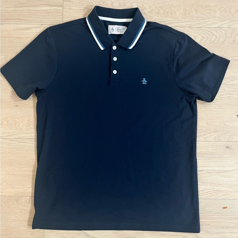Original Penguin Dark Blue Polo with White Trim